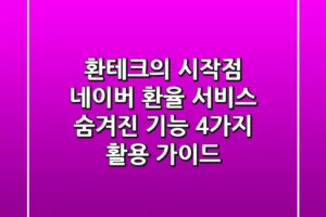 “환테크의 시작점”, 네이버 환율 서비스 ‘숨겨진 기능 4가지’ 활용 가이드