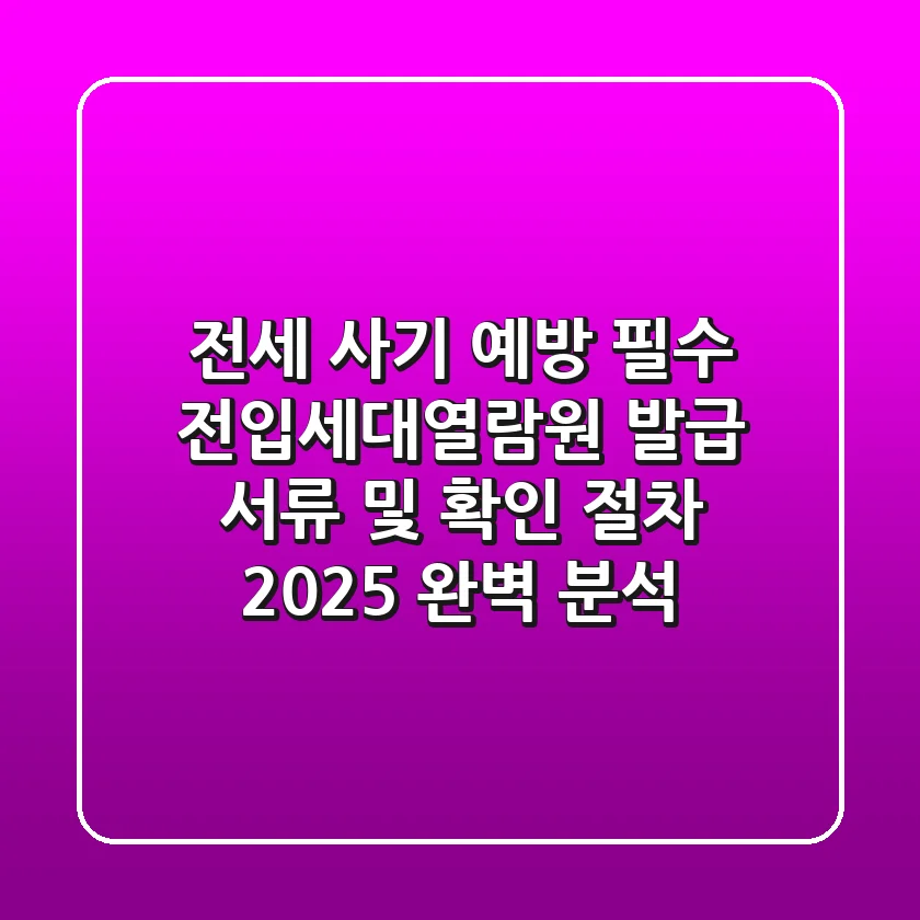 "전세 사기 예방 필수", 전입세대열람원 발급 서류 및 확인 절차 2025 완벽 분석